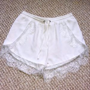 White Lace-trimmed Shorts